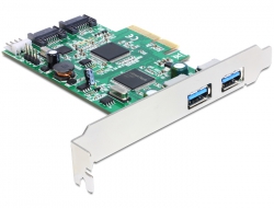 DELOCK PCI Expr Card 2x USB3.0 ext + 2x SATA III int - 89359