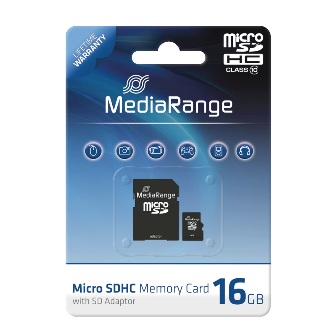 MediaRange SD MicroSD Card 16GB SD CL.10 inkl. Adapter - MR958
