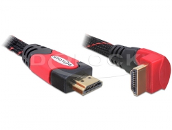 DELOCK HDMI Kabel Ethernet A -> A St/St 5.00m 90° unten 4K - 82688