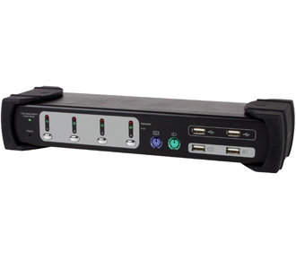Equip KVM Switch 4x USB/PS2 Dual Monitor schwarz mit Audio - 331544