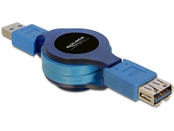 DELOCK USB3.0 Verl. A -> A St/Bu 1.00m blau Aufrollfu - 82649