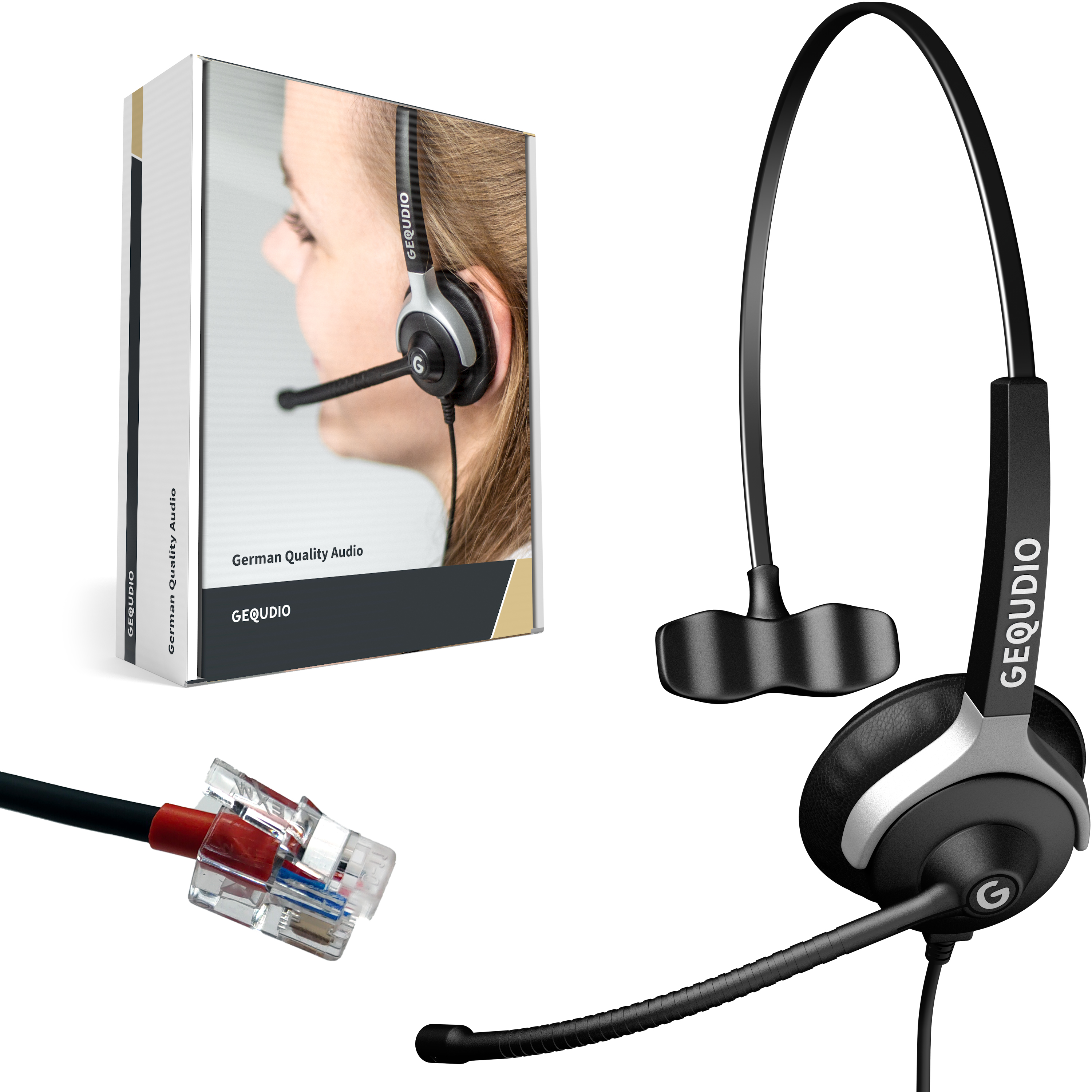 GEQUDIO Headset 1-Ohr für Yealink,Snom,Grandstream mit Kabel - WA9002