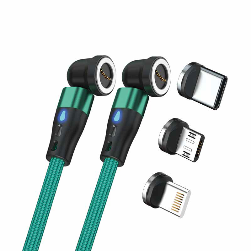 RealPower Magentic cable,1m 2x magnetisch,grün mit Adaptern - 439650